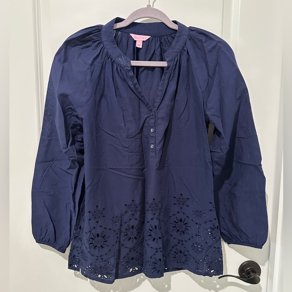 Lilly Pulitzer Elsa Eyelet Embroidered Top S